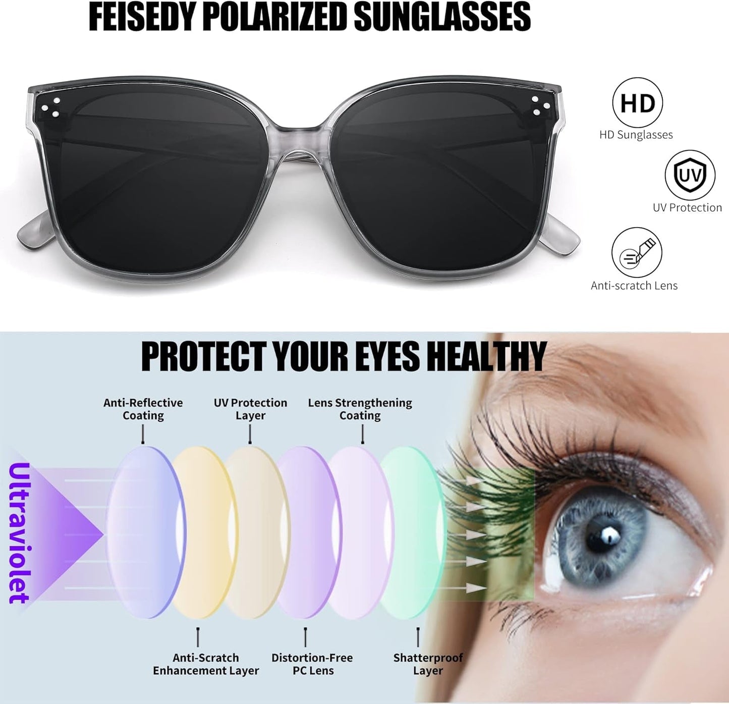 Retro Square Polarized Sunglasses Women Men Vintage Minimalist Shades B2600 - WORLD TIME VISITS