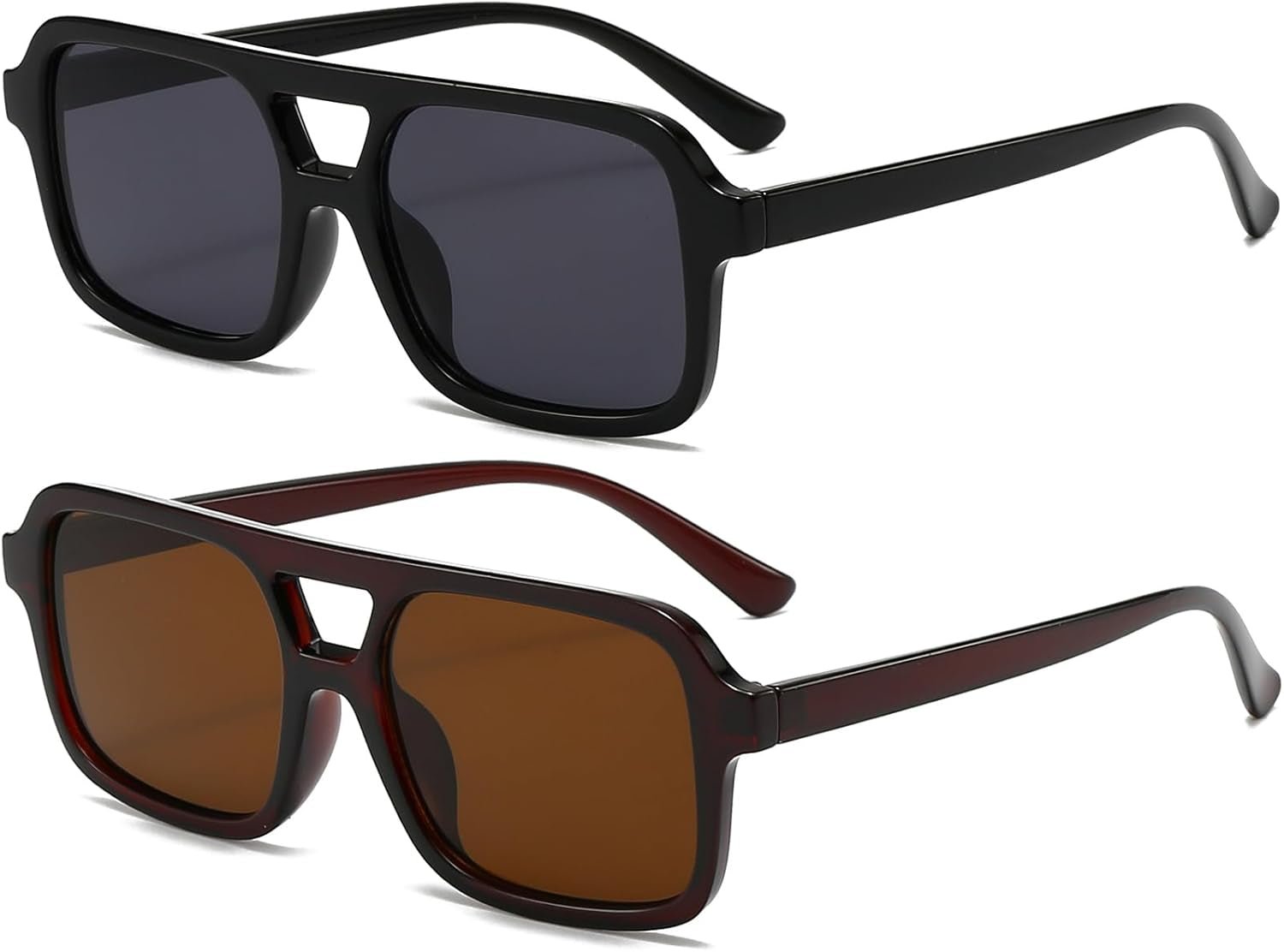 Retro Square Sunglasses for Women Men Trendy Rectangle Aviator Sun Glasses Vintage 70S Shades - WORLD TIME VISITS