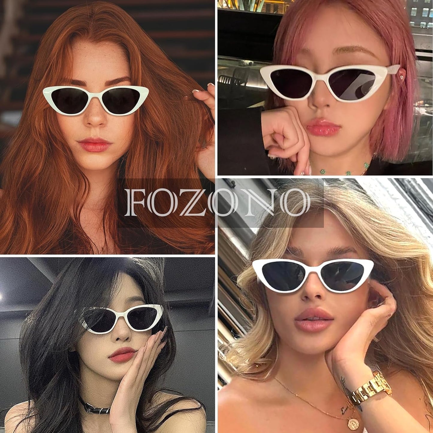Retro Vintage Narrow Cat Eye Sunglasses for Women 90S Small Chic Style Trendy Sunnies UV400 Protection FZN7514 - WORLD TIME VISITS
