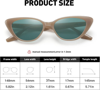Retro Vintage Narrow Cat Eye Sunglasses for Women 90S Small Chic Style Trendy Sunnies UV400 Protection FZN7514 - WORLD TIME VISITS