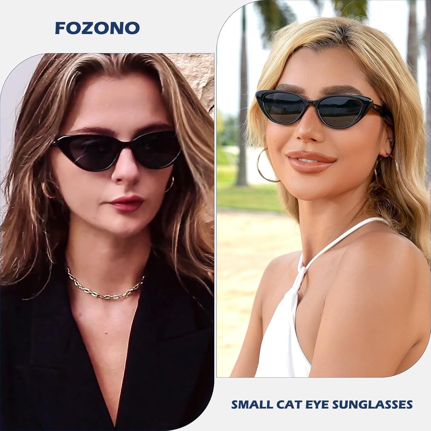 Retro Vintage Narrow Cat Eye Sunglasses for Women 90S Small Chic Style Trendy Sunnies UV400 Protection FZN7514 - WORLD TIME VISITS
