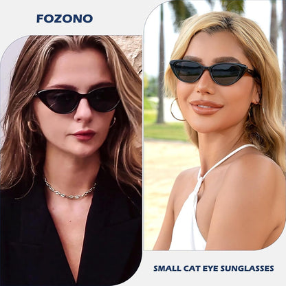 Retro Vintage Narrow Cat Eye Sunglasses for Women 90S Small Chic Style Trendy Sunnies UV400 Protection FZN7514 - WORLD TIME VISITS