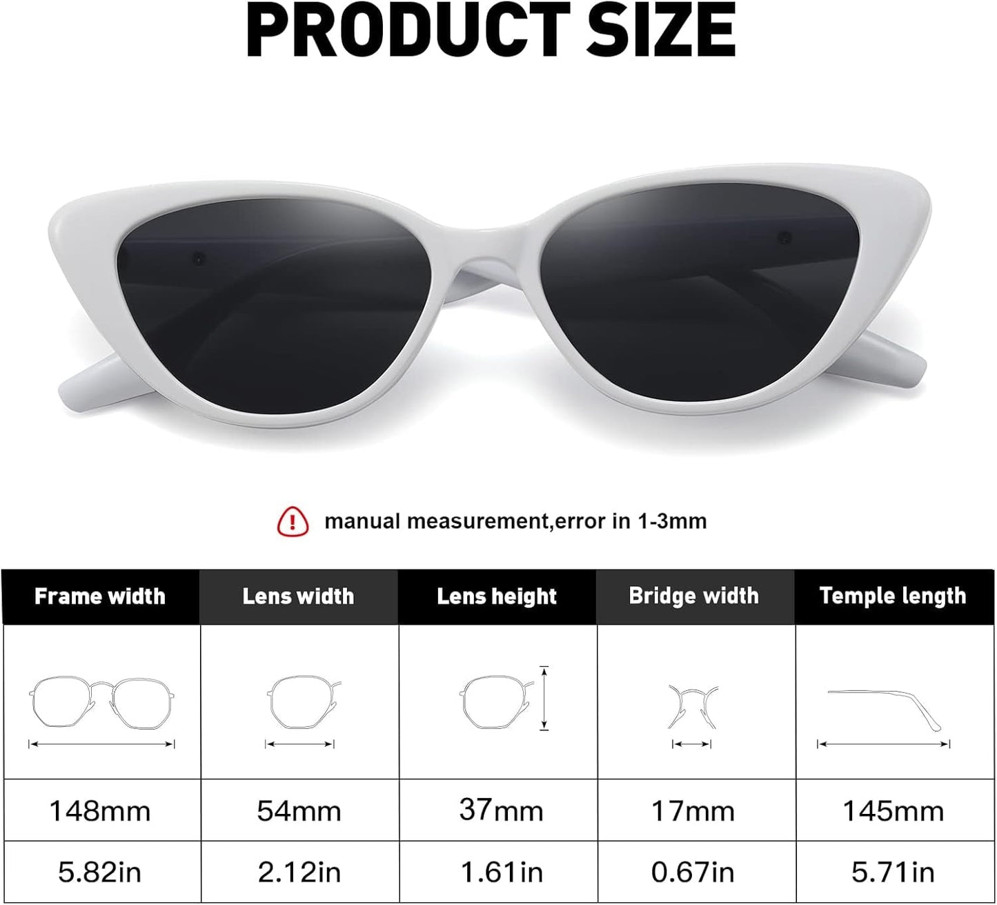 Retro Vintage Narrow Cat Eye Sunglasses for Women 90S Small Chic Style Trendy Sunnies UV400 Protection FZN7514 - WORLD TIME VISITS