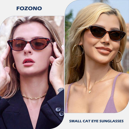Retro Vintage Narrow Cat Eye Sunglasses for Women 90S Small Chic Style Trendy Sunnies UV400 Protection FZN7514 - WORLD TIME VISITS