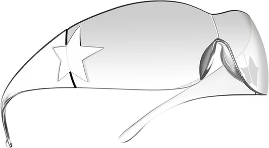 Rimless Y2K Sunglasses for Women Men,Trendy Shield Wrap around Sunglasses Oversized Fashion Frameless Sun Glasses - WORLD TIME VISITS