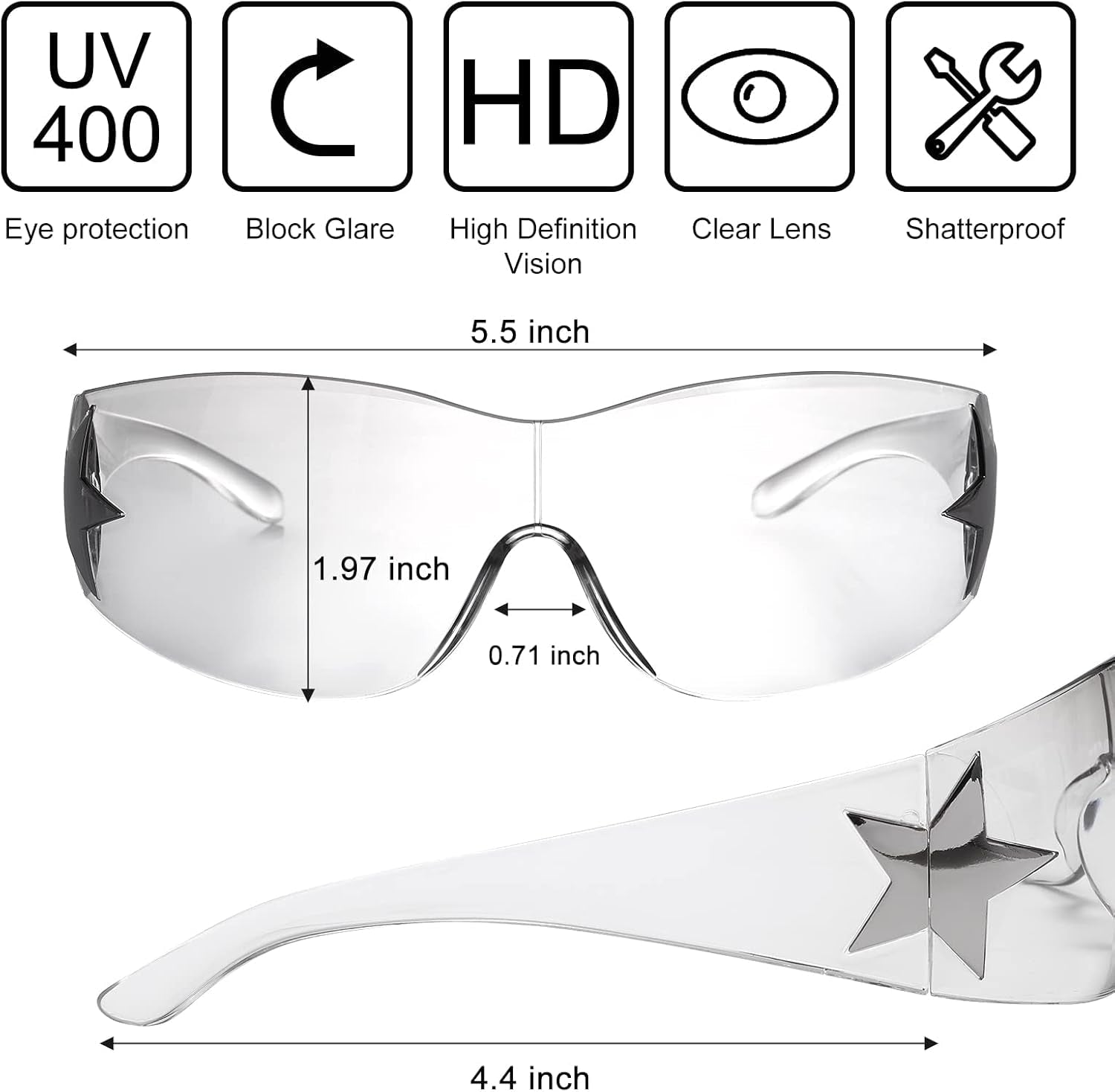 Rimless Y2K Sunglasses for Women Men,Trendy Shield Wrap around Sunglasses Oversized Fashion Frameless Sun Glasses - WORLD TIME VISITS
