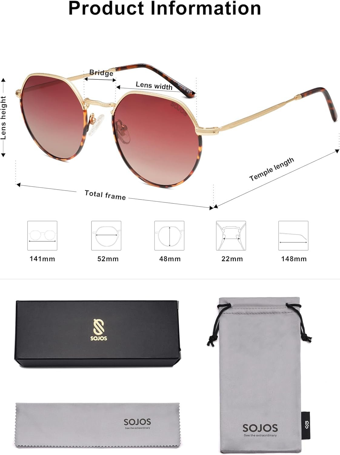 round Polygon Polarized Sunglasses for Women Men Retro Classic Vintage Panto Shades SJ1157 - WORLD TIME VISITS