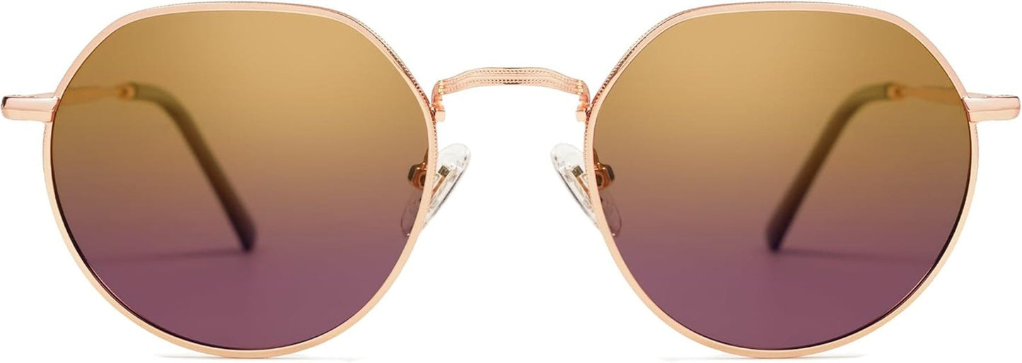 round Polygon Polarized Sunglasses for Women Men Retro Classic Vintage Panto Shades SJ1157 - WORLD TIME VISITS