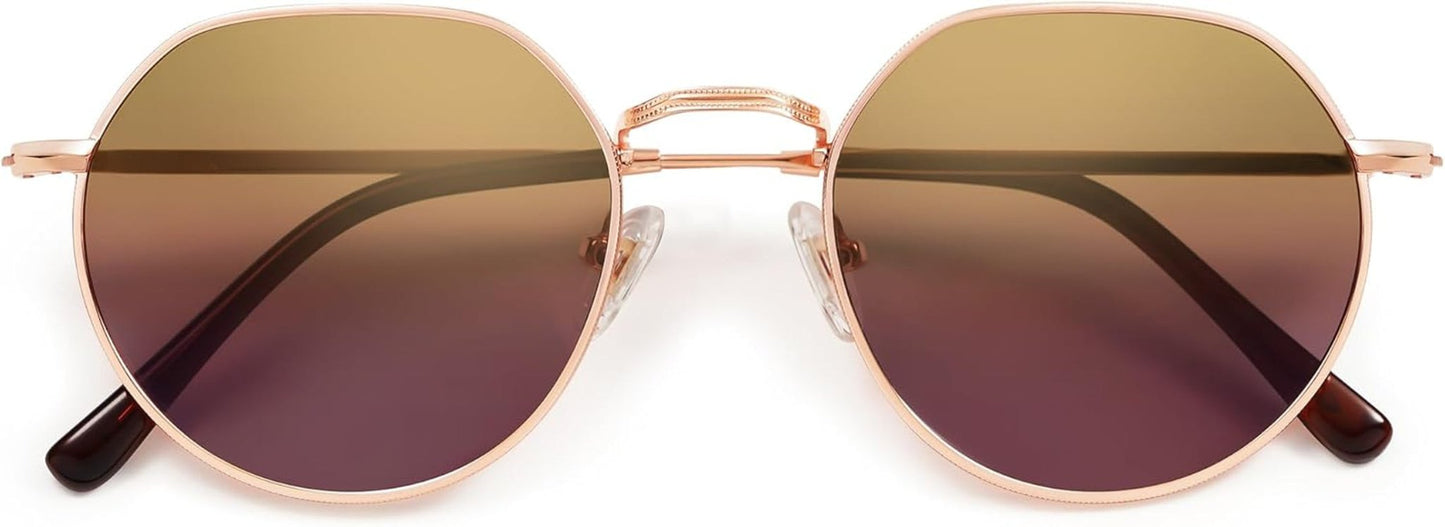 round Polygon Polarized Sunglasses for Women Men Retro Classic Vintage Panto Shades SJ1157 - WORLD TIME VISITS