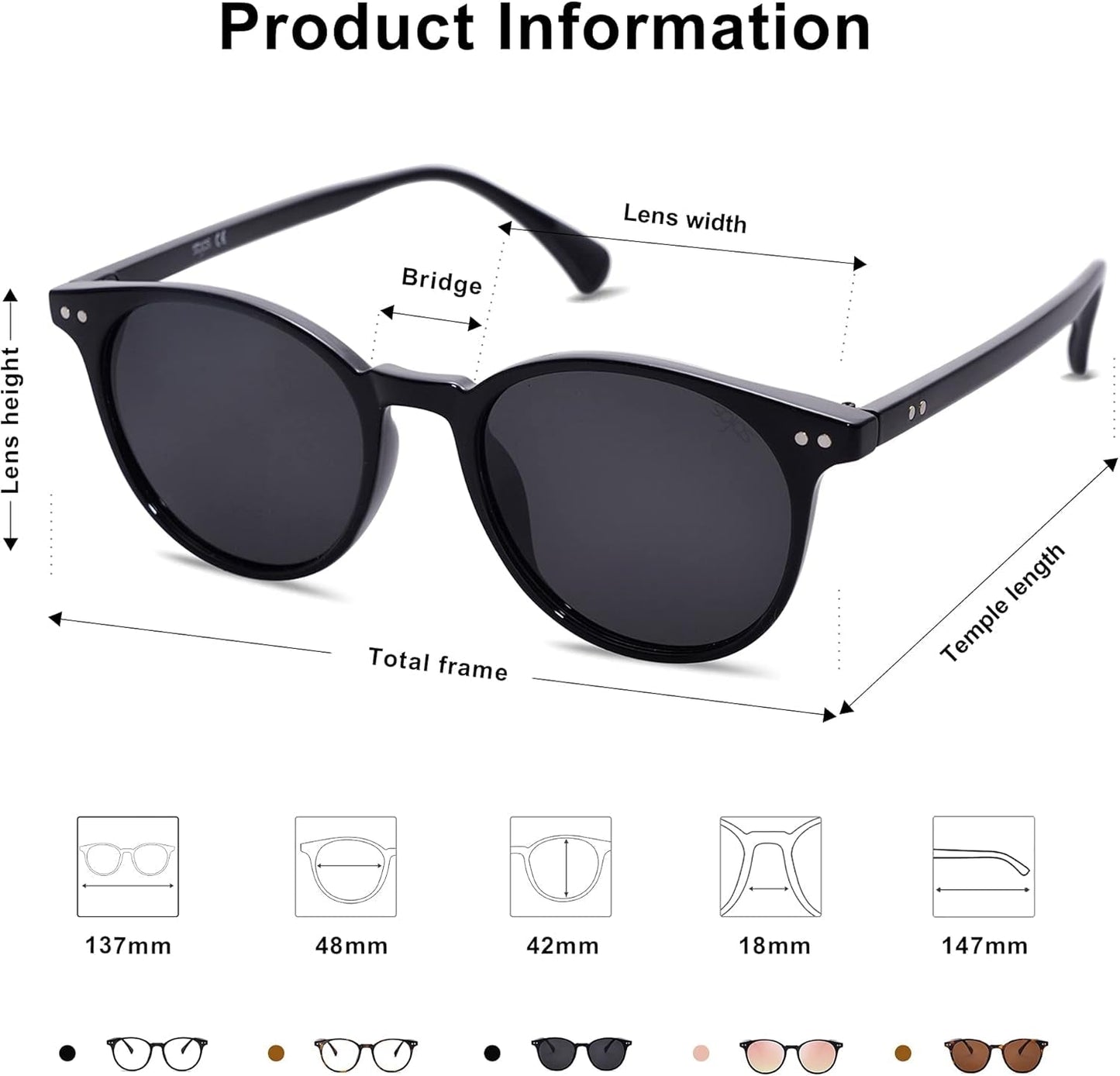Small round Classic Polarized Sunglasses for Women Men Vintage Style UV400 Lens SJ2113 - WORLD TIME VISITS