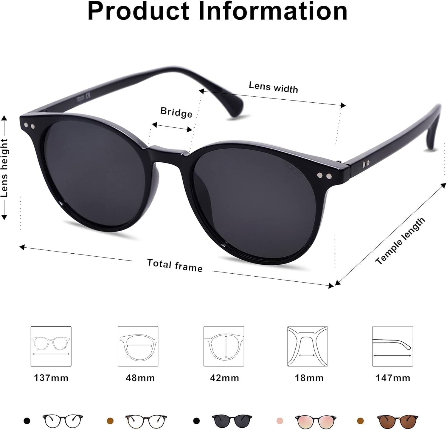 Small round Classic Polarized Sunglasses for Women Men Vintage Style UV400 Lens SJ2113 - WORLD TIME VISITS