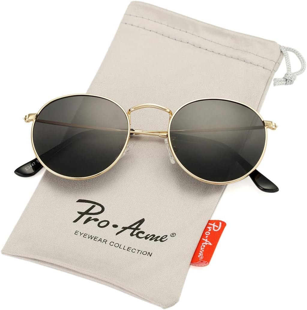 Small round Metal Polarized Sunglasses for Women Retro Designer Style - WORLD TIME VISITS