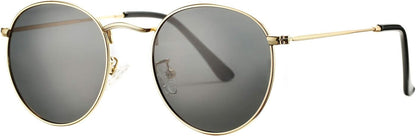 Small round Metal Polarized Sunglasses for Women Retro Designer Style - WORLD TIME VISITS