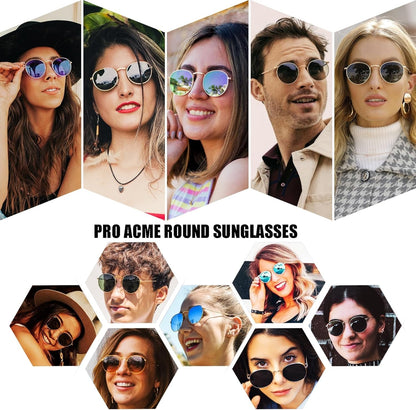 Small round Metal Polarized Sunglasses for Women Retro Designer Style - WORLD TIME VISITS