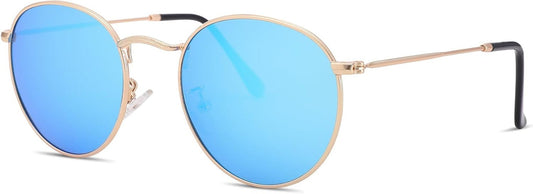 Small round Metal Polarized Sunglasses for Women Retro Designer Style - WORLD TIME VISITS