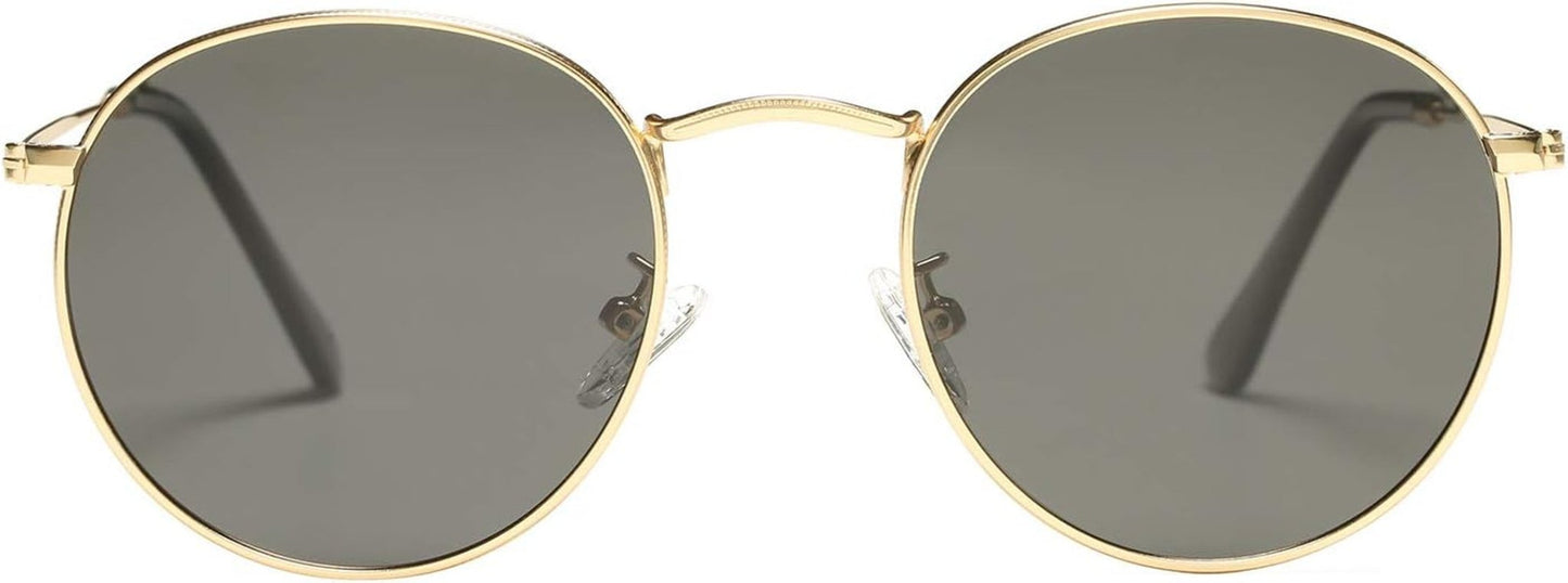 Small round Metal Polarized Sunglasses for Women Retro Designer Style - WORLD TIME VISITS