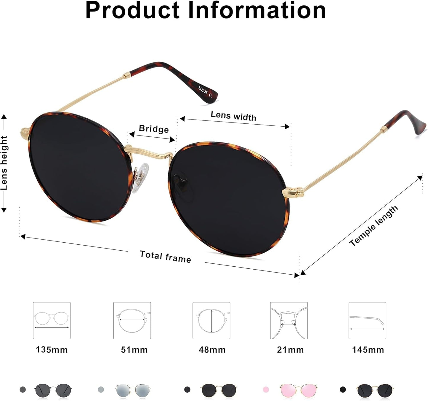 Small round Polarized Sunglasses for Women Men Classic Vintage Retro Shades UV400 - WORLD TIME VISITS