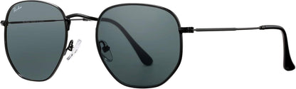 Small Square Sunglasses for Women Men 100% Real Glass Lens Hexagonal Frame - WORLD TIME VISITS