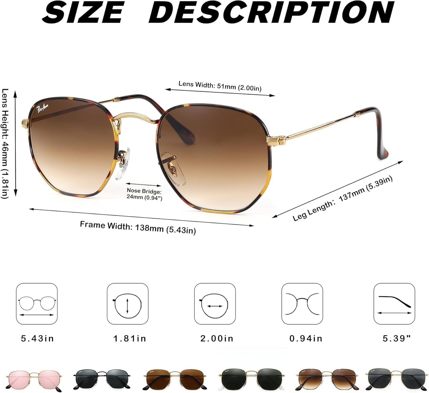 Small Square Sunglasses for Women Men 100% Real Glass Lens Hexagonal Frame - WORLD TIME VISITS
