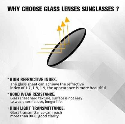 Small Square Sunglasses for Women Men 100% Real Glass Lens Hexagonal Frame - WORLD TIME VISITS