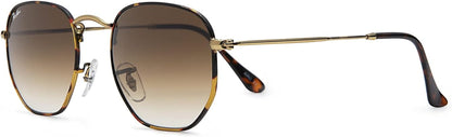 Small Square Sunglasses for Women Men 100% Real Glass Lens Hexagonal Frame - WORLD TIME VISITS