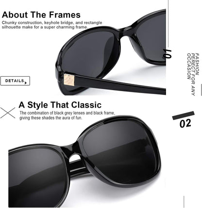 Small Wrap Sunglasses for Women | Lightweight Square Frame with 100% UV400 | Polarized Shade for Womens - WORLD TIME VISITS