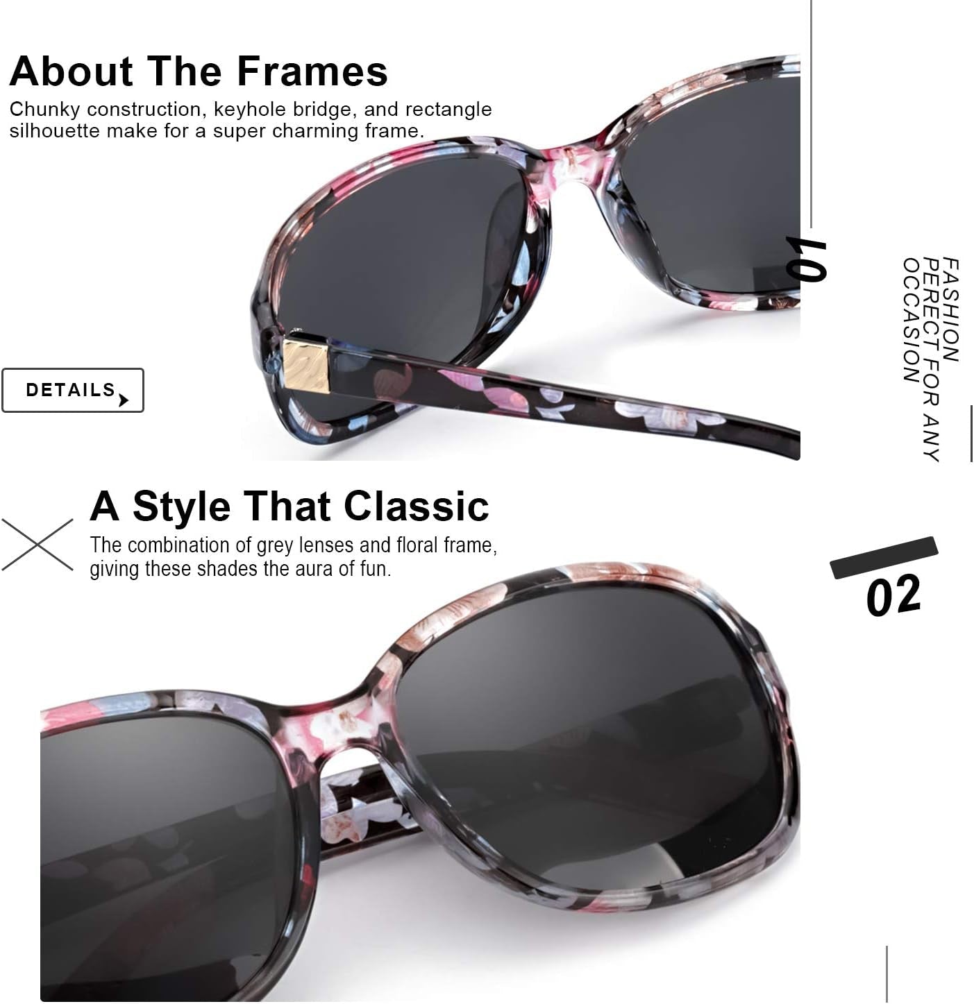 Small Wrap Sunglasses for Women | Lightweight Square Frame with 100% UV400 | Polarized Shade for Womens - WORLD TIME VISITS
