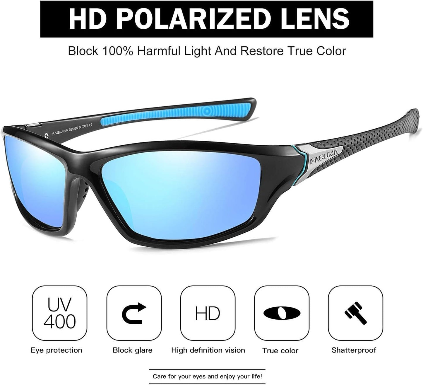 Sports Polarized Sunglasses for Men Cycling Driving Fishing UV400 Protection - WORLD TIME VISITS