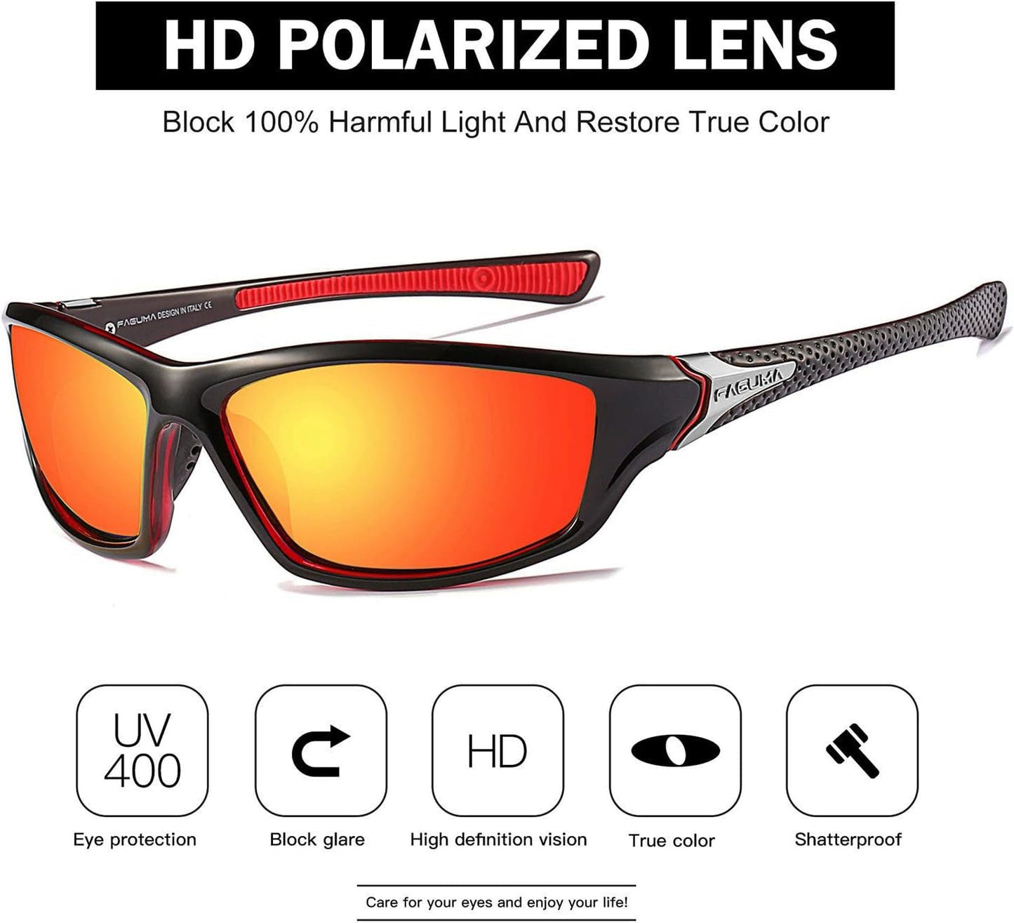 Sports Polarized Sunglasses for Men Cycling Driving Fishing UV400 Protection - WORLD TIME VISITS