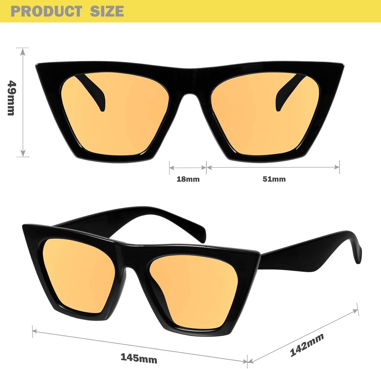 Square Cat Eye Sunglasses for Women Trendy Style Model - Shine - WORLD TIME VISITS