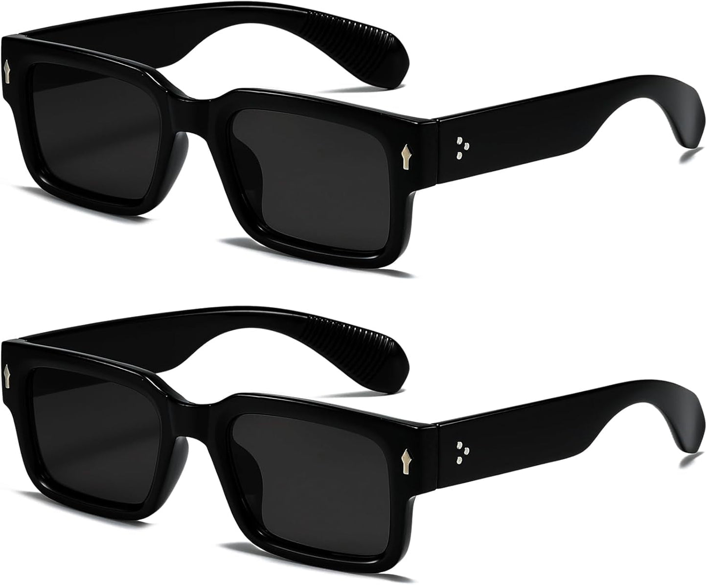 Square Frame Sunglasses for Women Men Trendy Chunky Rectangle Sun Glasses Black Shades UV400 Protection - WORLD TIME VISITS