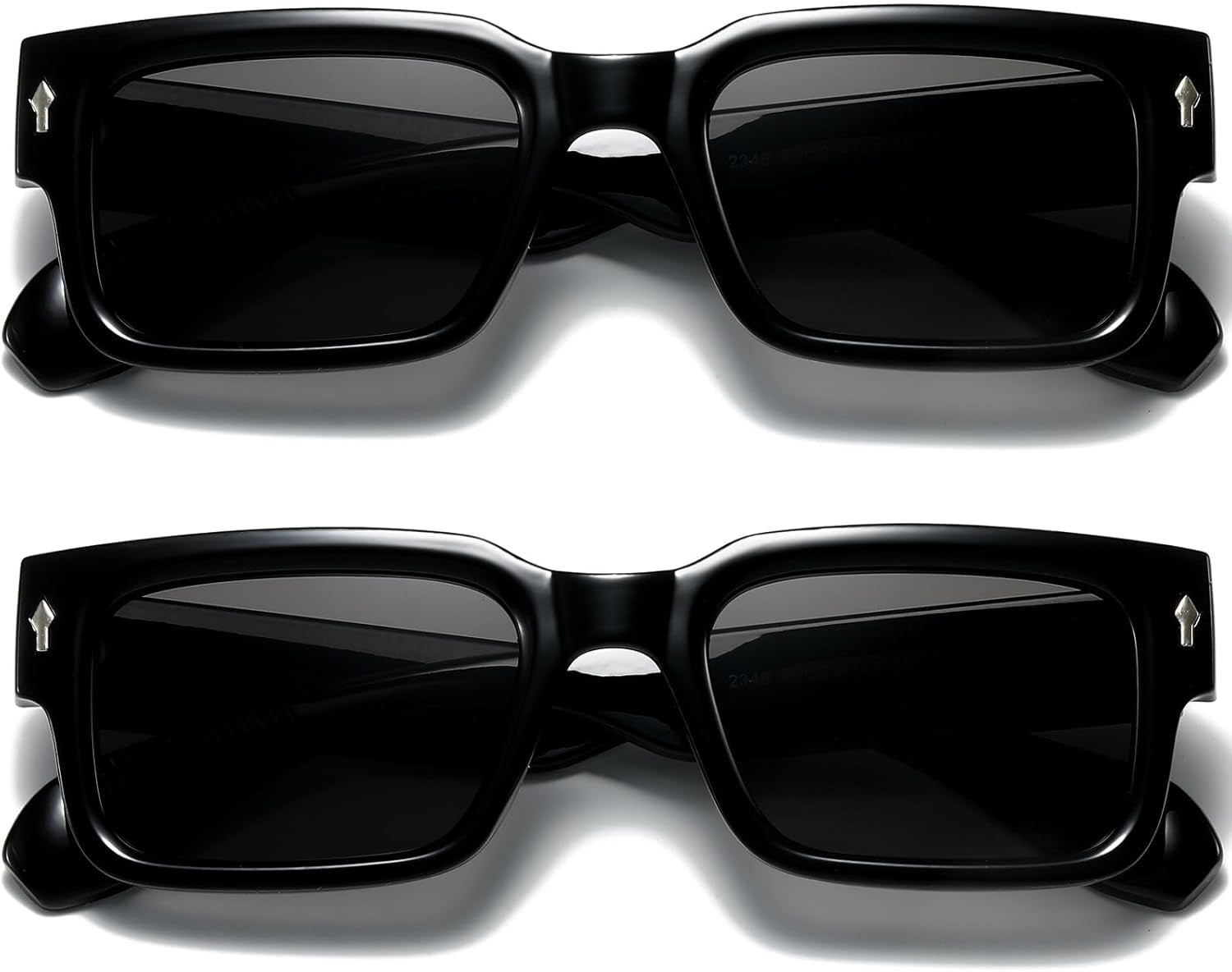Square Frame Sunglasses for Women Men Trendy Chunky Rectangle Sun Glasses Black Shades UV400 Protection - WORLD TIME VISITS