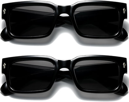 Square Frame Sunglasses for Women Men Trendy Chunky Rectangle Sun Glasses Black Shades UV400 Protection - WORLD TIME VISITS