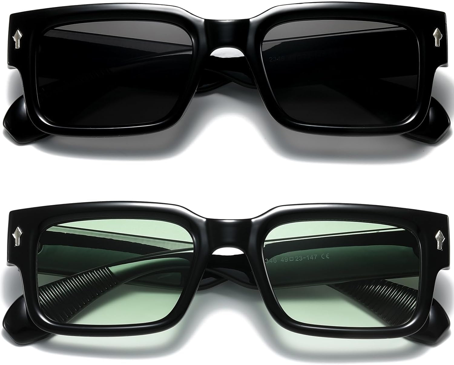 Square Frame Sunglasses for Women Men Trendy Chunky Rectangle Sun Glasses Black Shades UV400 Protection - WORLD TIME VISITS