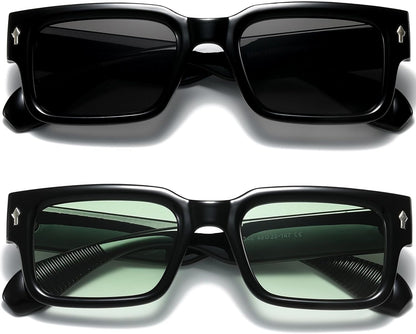 Square Frame Sunglasses for Women Men Trendy Chunky Rectangle Sun Glasses Black Shades UV400 Protection - WORLD TIME VISITS