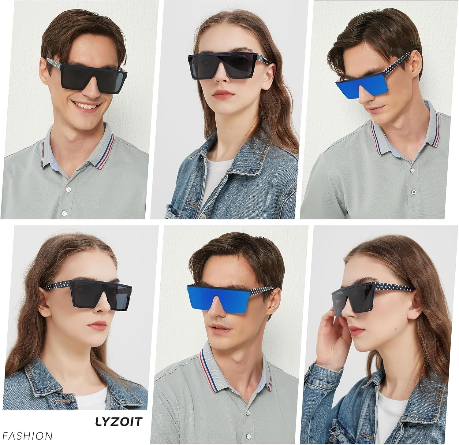 Square Oversized Sunglasses for Women Men Big Flat Top Fashion Shield Large UV Protection Rimless Shades - WORLD TIME VISITS