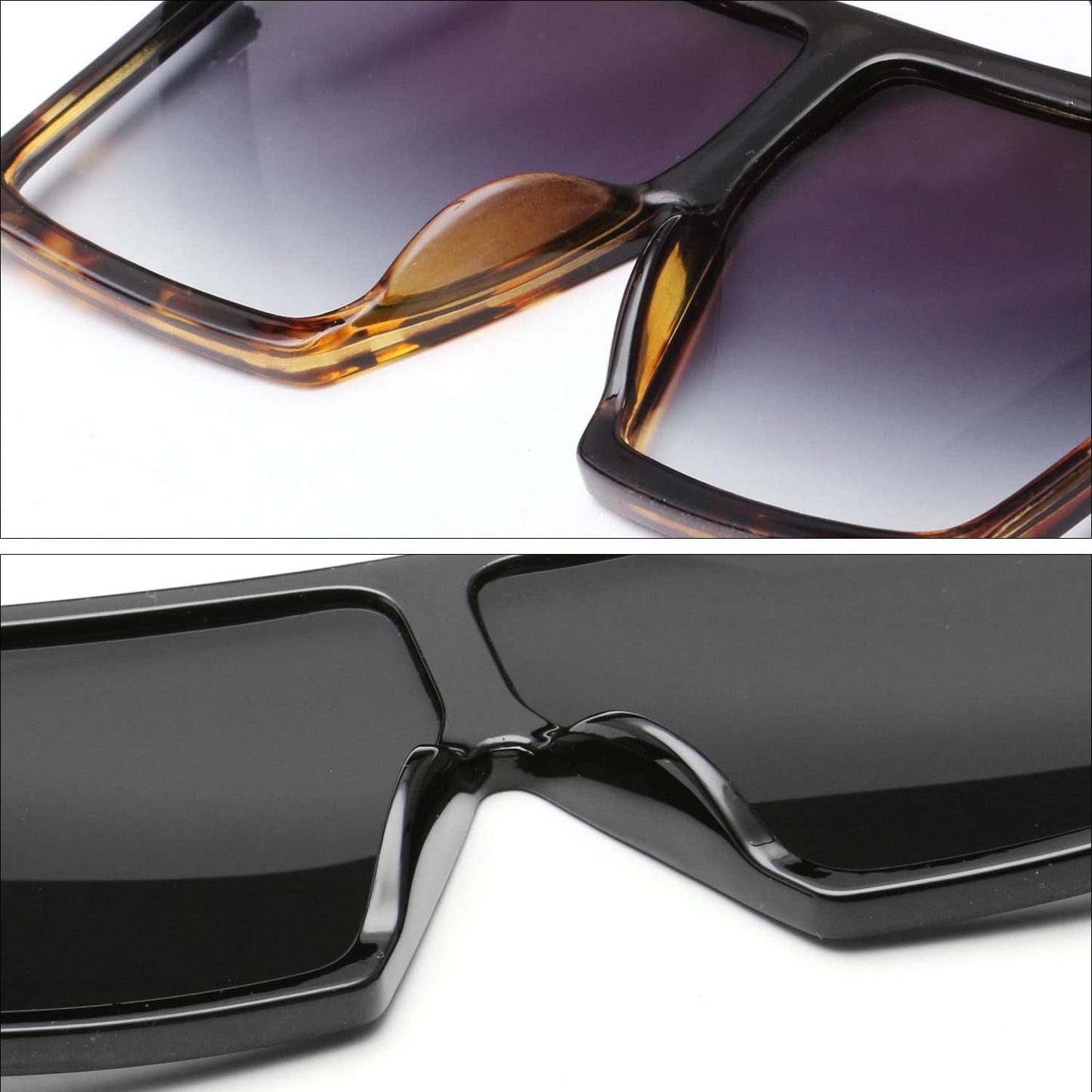 Square Oversized Sunglasses for Women Men Flat Top Fashion Shades - WORLD TIME VISITS