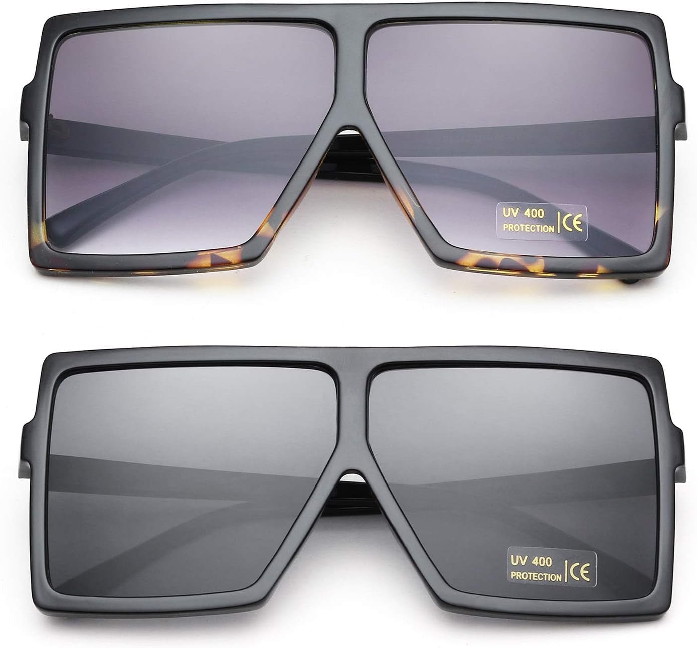 Square Oversized Sunglasses for Women Men Flat Top Fashion Shades - WORLD TIME VISITS