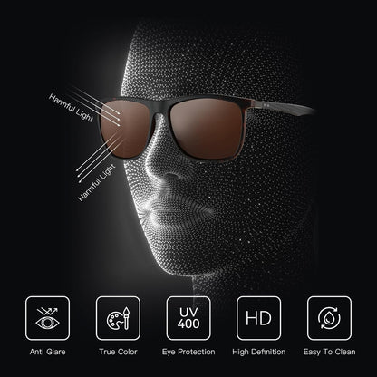 Square Polarized Sunglasses for Men Ultralight Carbon Fiber Sun Glasses Driving Fishing Golf Sports UV400 Protection - WORLD TIME VISITS