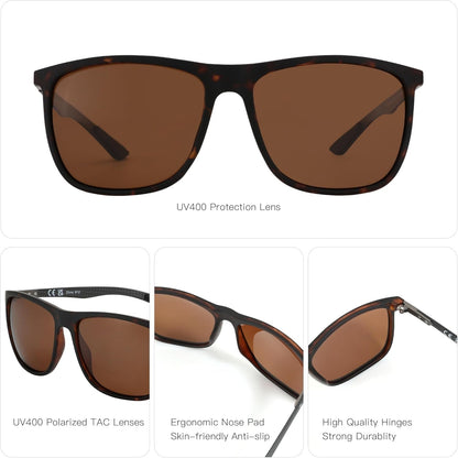 Square Polarized Sunglasses for Men Ultralight Carbon Fiber Sun Glasses Driving Fishing Golf Sports UV400 Protection - WORLD TIME VISITS