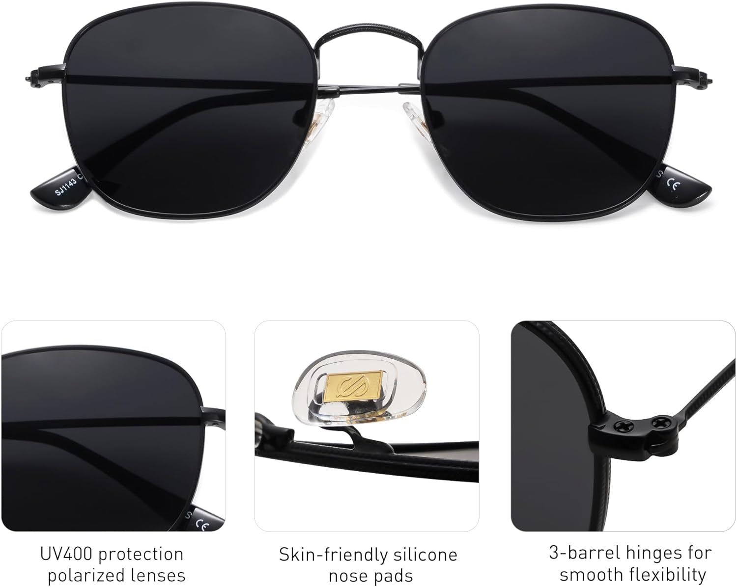 Square Polarized Sunglasses for Men Women Classic Vintage Retro Style - WORLD TIME VISITS