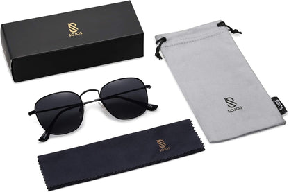 Square Polarized Sunglasses for Men Women Classic Vintage Retro Style - WORLD TIME VISITS
