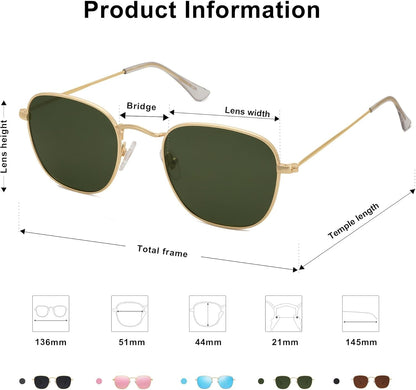 Square Polarized Sunglasses for Men Women Classic Vintage Retro Style - WORLD TIME VISITS