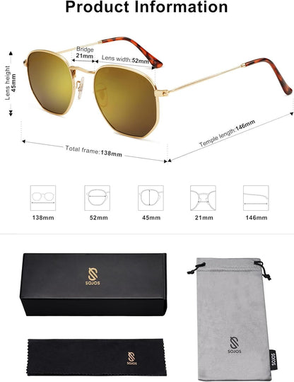 Square Polarized Sunglasses for Women Men Small Hexagonal Polygon Shades SJ1072 - WORLD TIME VISITS