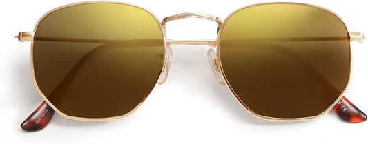 Square Polarized Sunglasses for Women Men Small Hexagonal Polygon Shades SJ1072 - WORLD TIME VISITS
