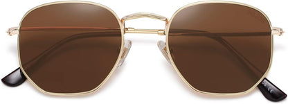 Square Polarized Sunglasses for Women Men Small Hexagonal Polygon Shades SJ1072 - WORLD TIME VISITS