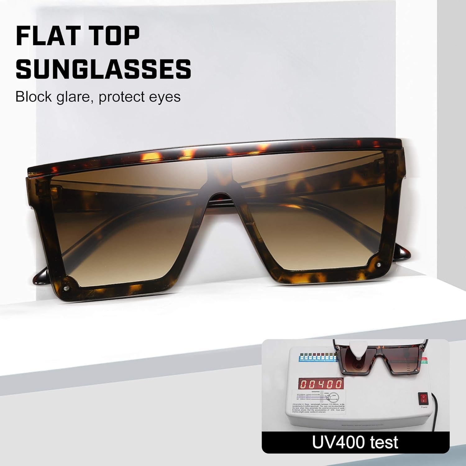 Square Sunglasses for Women Men Fashion Big Frame Flat Top Sun Glasses Mirror Lens - WORLD TIME VISITS