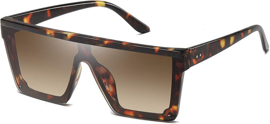 Square Sunglasses for Women Men Fashion Big Frame Flat Top Sun Glasses Mirror Lens - WORLD TIME VISITS