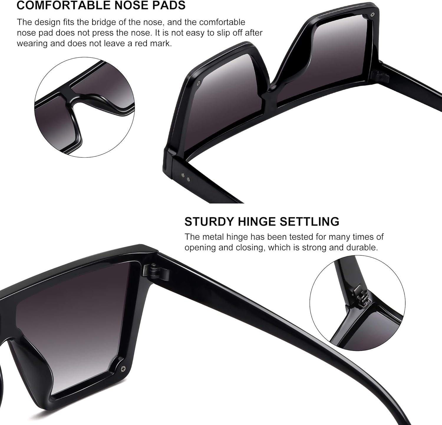 Square Sunglasses for Women Men Fashion Big Frame Flat Top Sun Glasses Mirror Lens - WORLD TIME VISITS