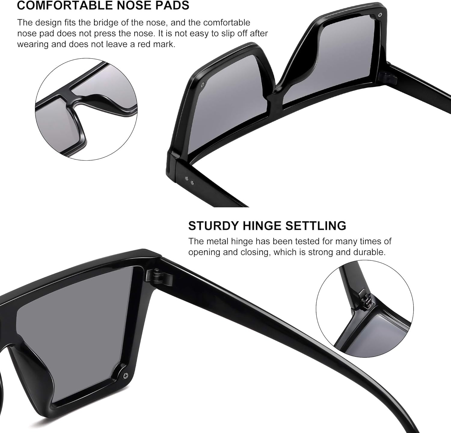 Square Sunglasses for Women Men Fashion Big Frame Flat Top Sun Glasses Mirror Lens - WORLD TIME VISITS